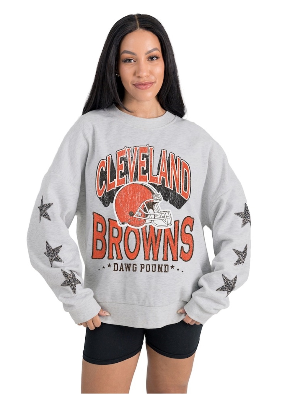 Cleveland Browns gameday couture women’s resilience relaxed rhinestone pullover
